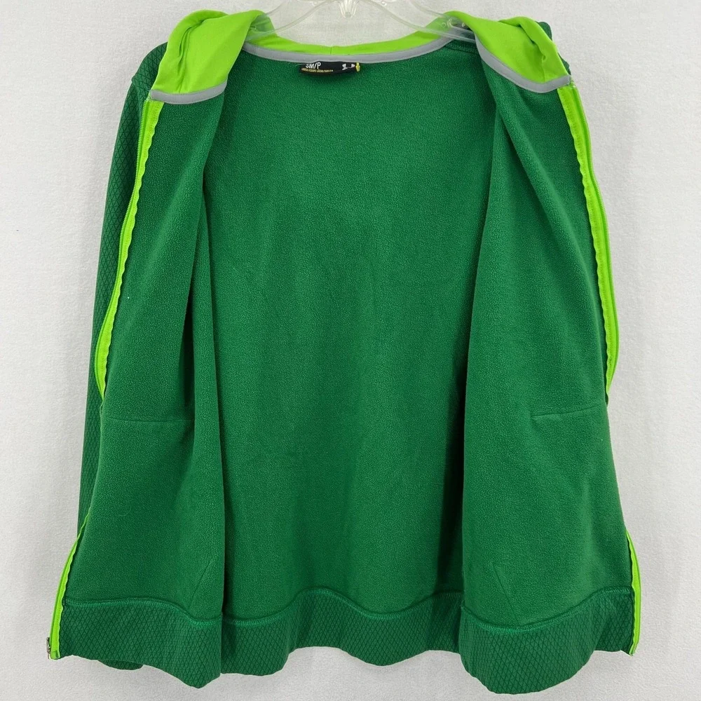 Under Armour Fleece Hoodie Size Small Green Loose Fit Geometric Full Zip Hooded‎